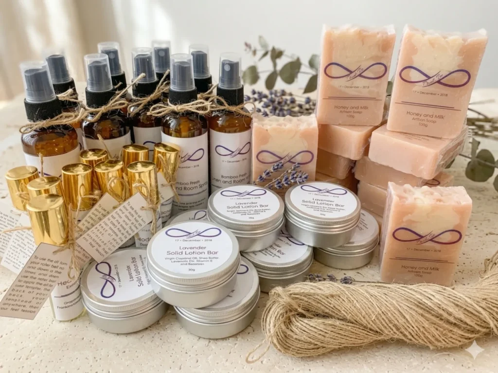 Wedding souvenir set of soaps, room sprays and balms